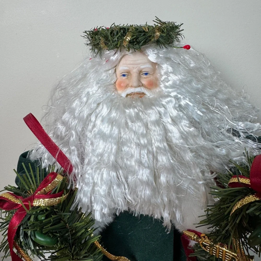 Midwest Importers Vintage Santa Claus‎ Figure 12 Inch Red Velvet Green Robe Box